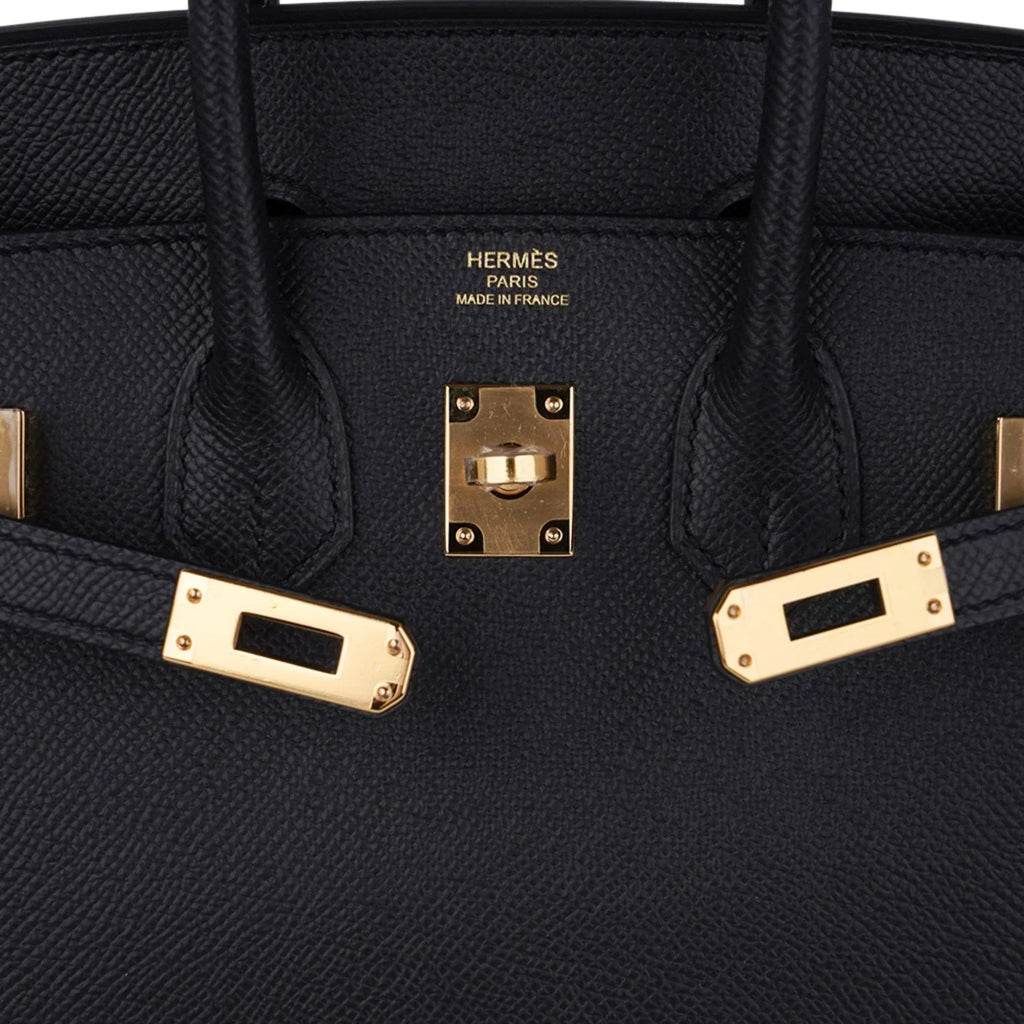 Birkin Sellier 25 Black Gold Hardware Epsom Leather New w/Box