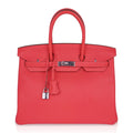 Birkin 35 Bag Rose Jaipur Clemence Leather with Palladium Hardware
