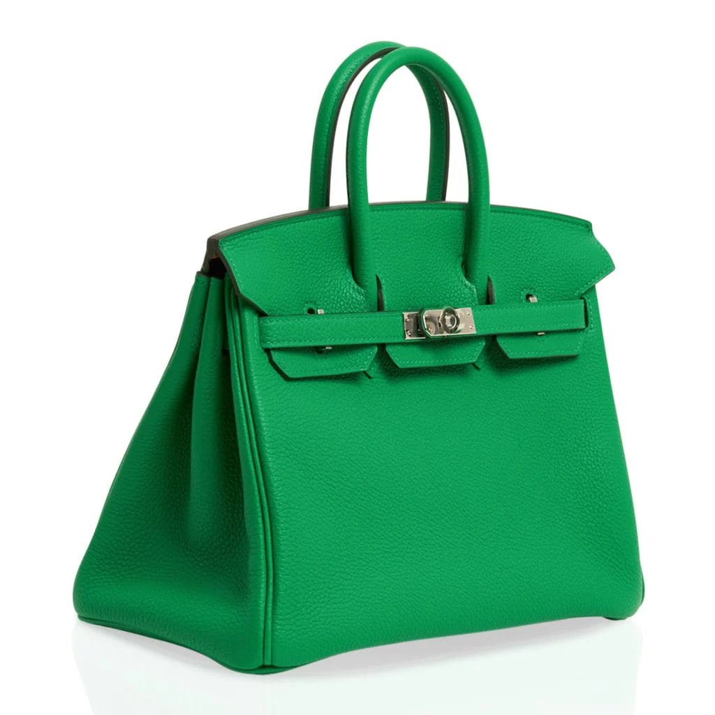 Bamboo Green  & Caramel Togo Leather With Palladium Hardware