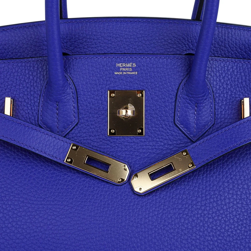 Birkin 30 Bag Blue Electric Clemence Gold Hardware