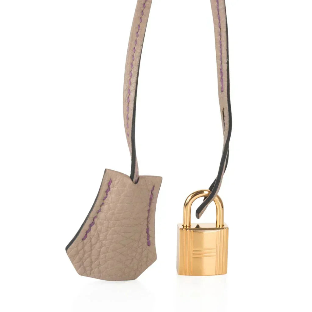 HSS Tri-Color Birkin 35 Gris Tourterelle Blue Paon & Purple Stitching Special Order Bag
