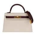Special Order HSS Mini Kelly 20 Sellier Bag Nata & Bordeaux Epsom Leather with Gold Hardware