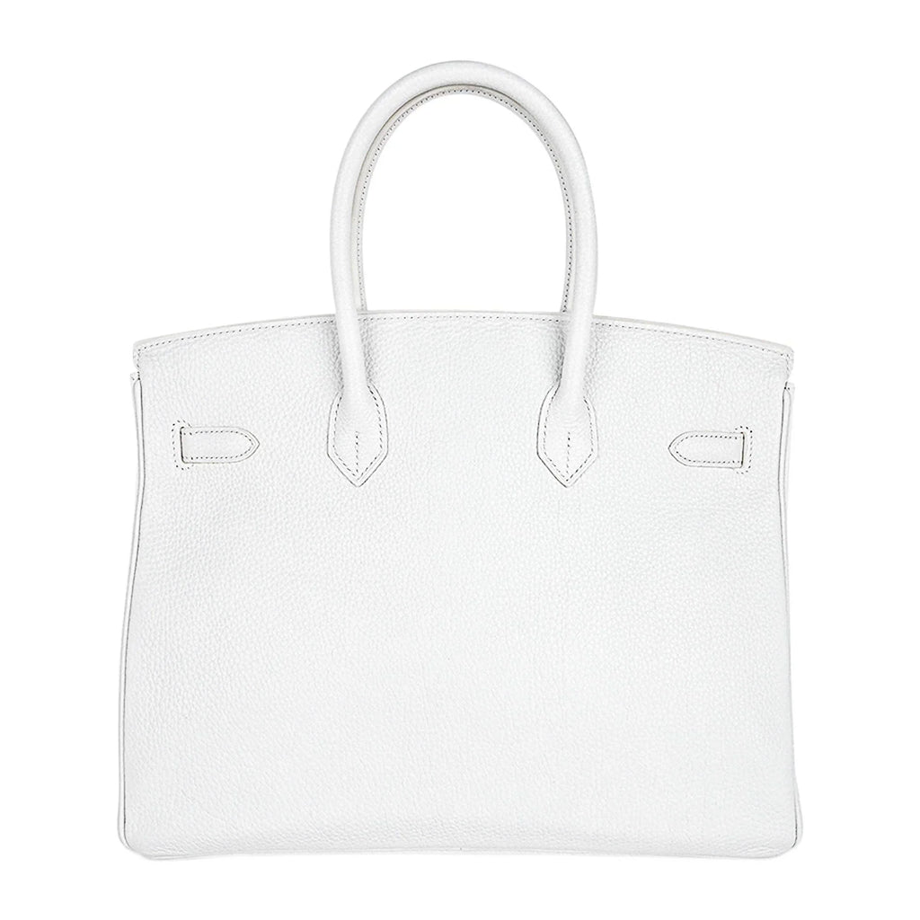 Birkin 35 Bag White Clemence Leather with Palladium Hardware