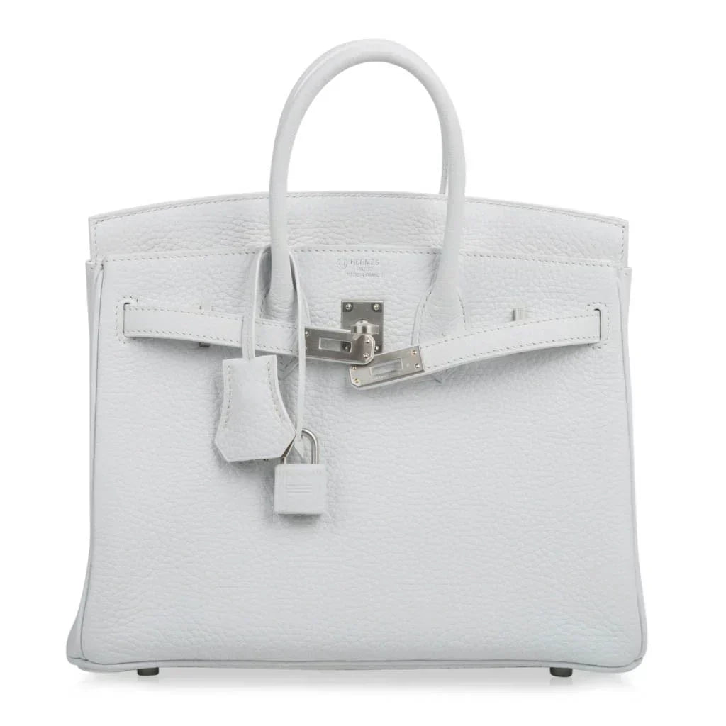 Birkin 25 Bag HSS White Clemence Trench Interior Brushed Palladium Hardware