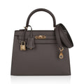 Kelly Sellier 25 Bag Etain Gold Hardware Epsom Leather New