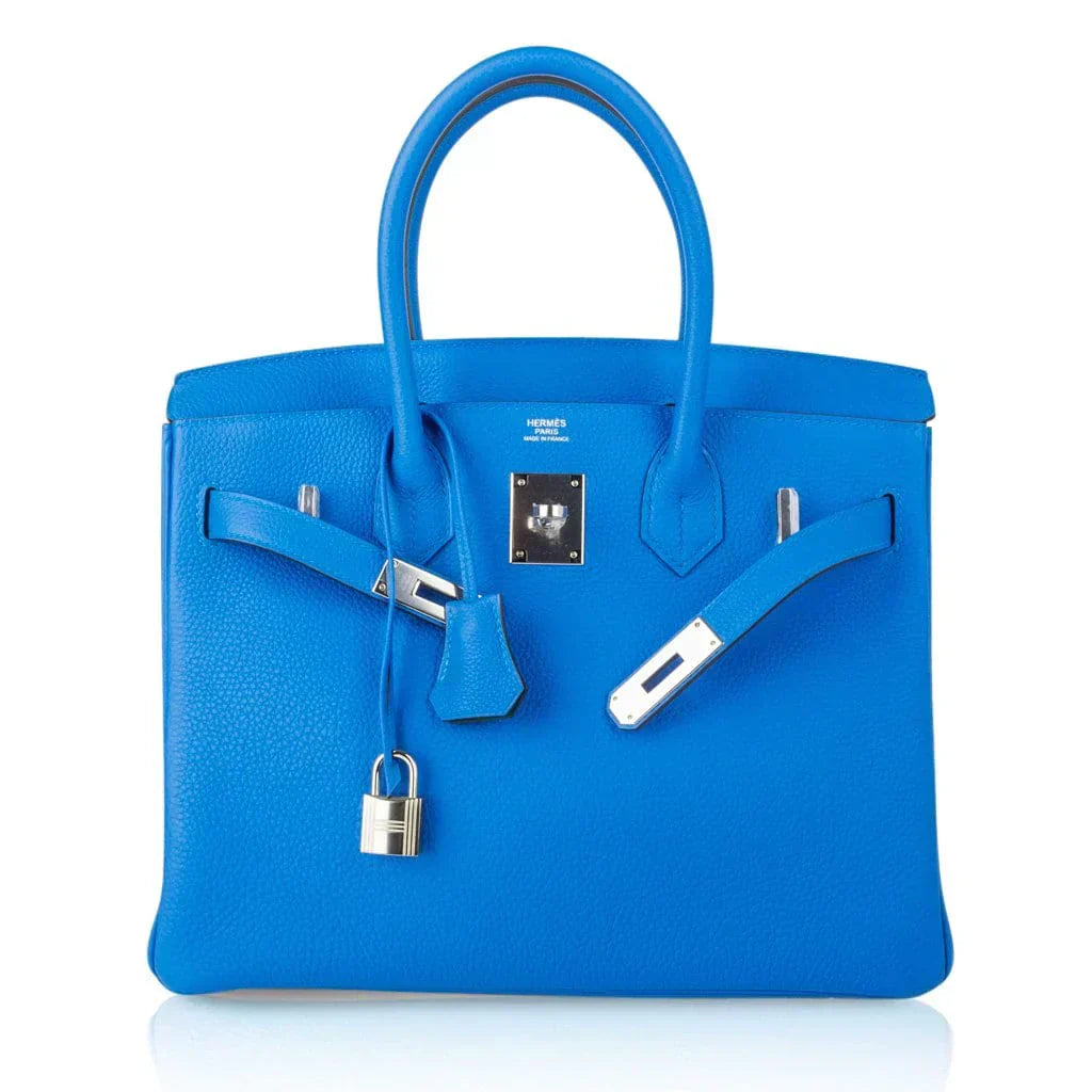 Verso Birkin 30 Bag Blue Zanzibar & Malachite Togo Leather with Palladium Hardware